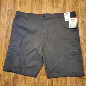 Wrangler Cargo Shorts Men 46 Gray‎ Performance Zip Relaxed Fit Flex New